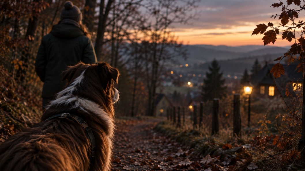 Nahcbars Lumpi Hundetraining Spaziergang Dunkelheit Herbst