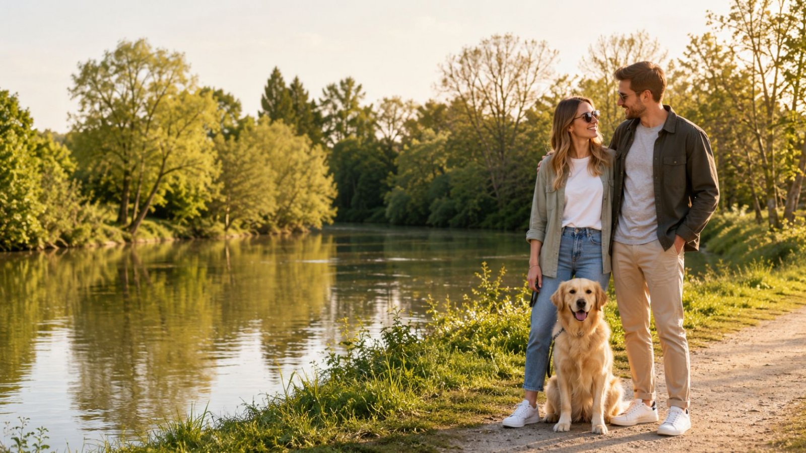 Nachbars Lumpi Mensch-Hund-Coaching entspannter Hund am Ufer vom Neckar in Freiberg am Neckar
