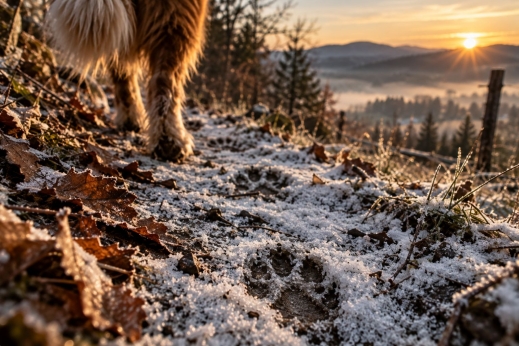 Nachbars Lumpi Hundetraining Pfote im Schnee