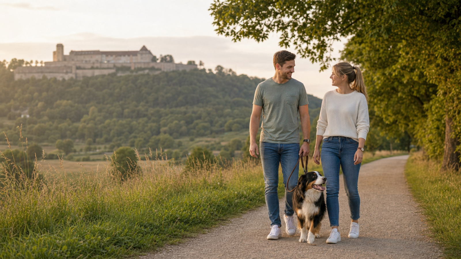 Nachbars Lumpi Mensch-Hund-Coaching entspannter Hund vor dem Hohenasperg in Asperg