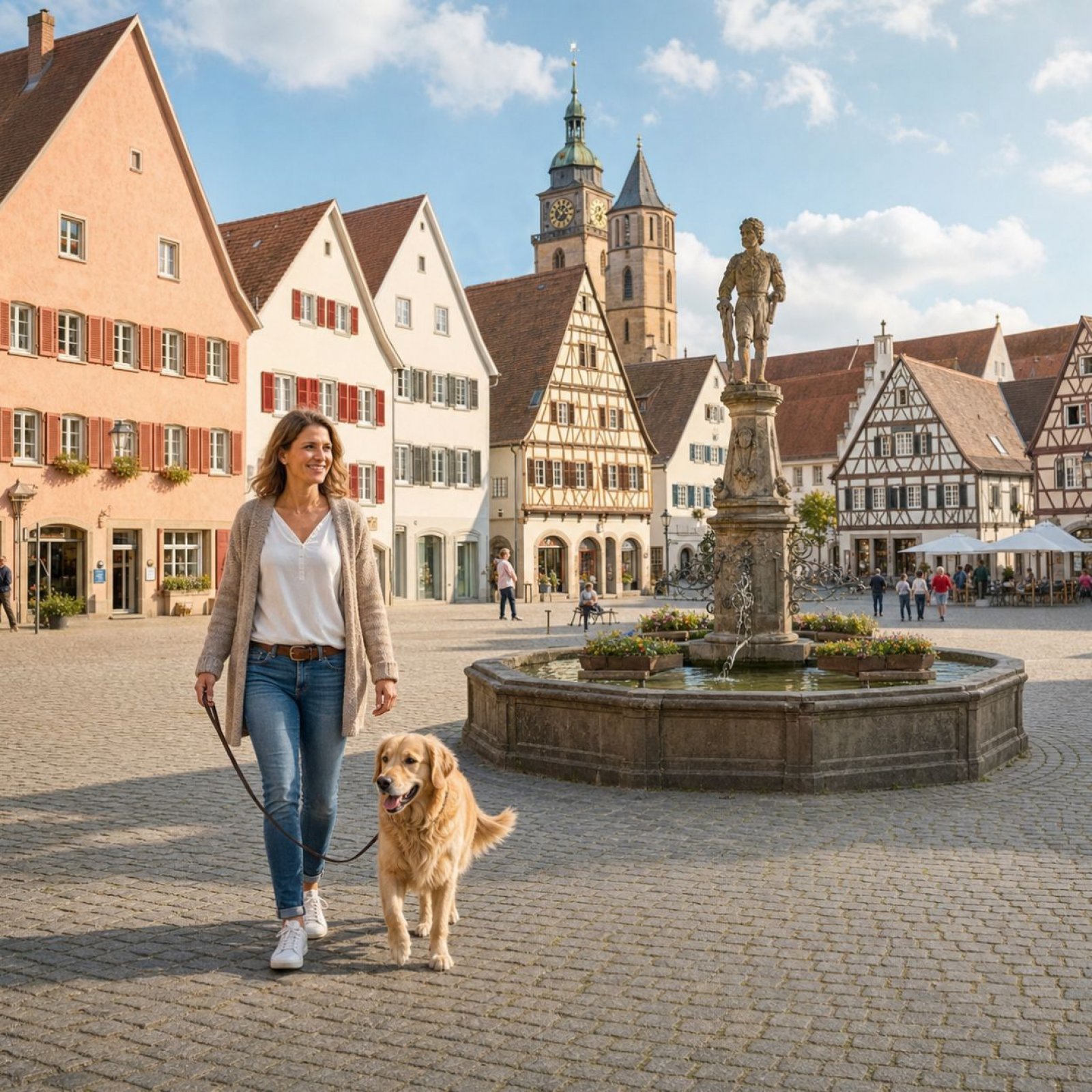 Nachbars Lumpi Mensch-Hund-Coaching entspannter Hund auf dem Markgröninger Marktplatz